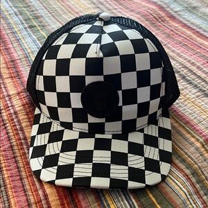 Checkered Black and White Trucker Hat